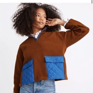 NWT Madewell (Re)sourced Fleece Quilted-Pocket Popover Jacket Size M
